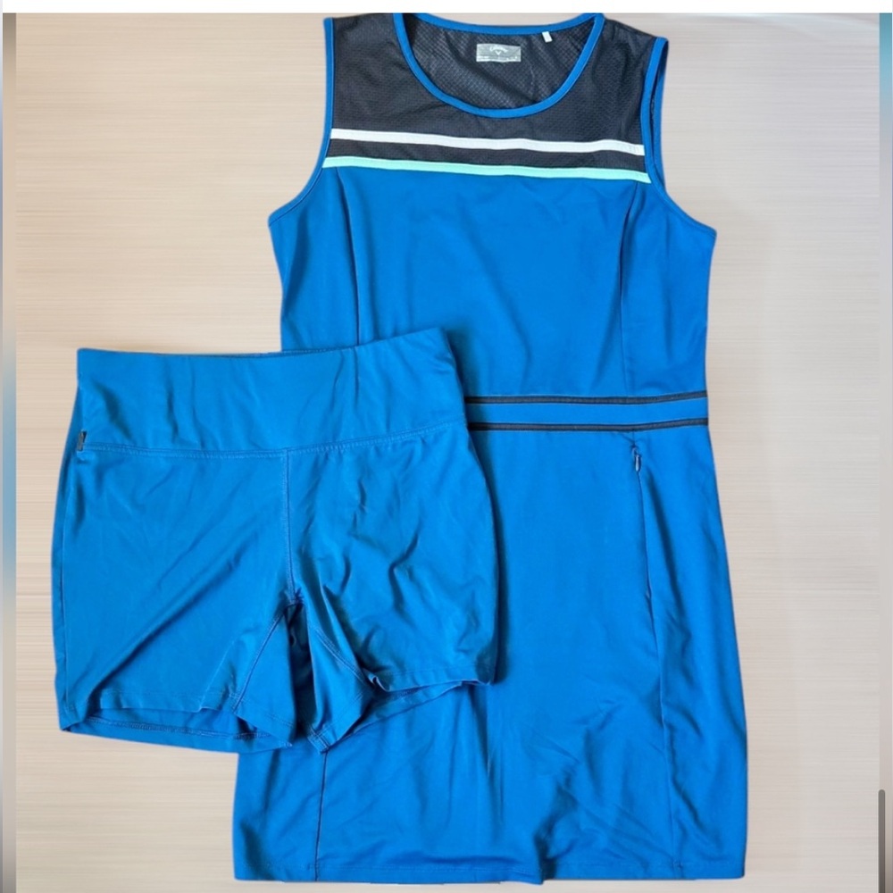 Callaway Blue Athletic Tennis Dress with Matching Shorts